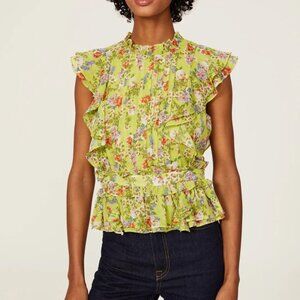 Marissa Webb Yellow Flutter Sleeve Top